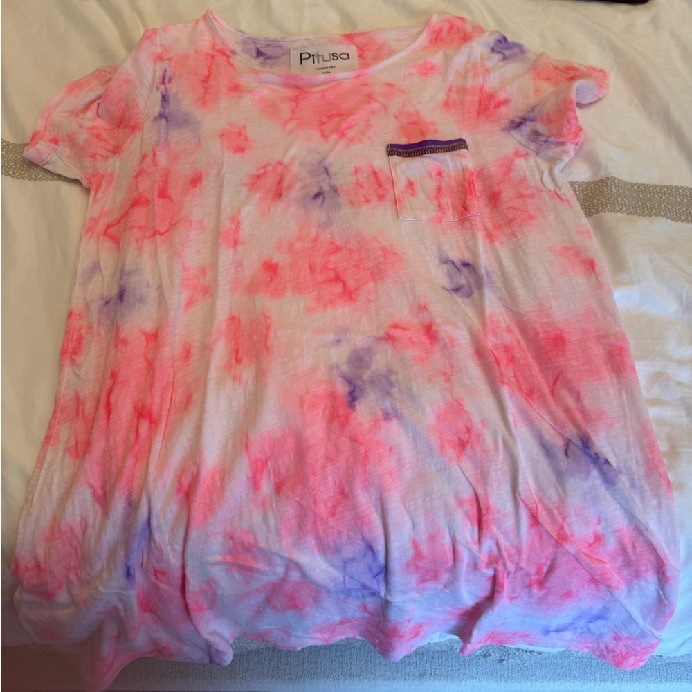 Pitusa Kids Short Sleeve Tie-Dye Tee - Pink and Purple